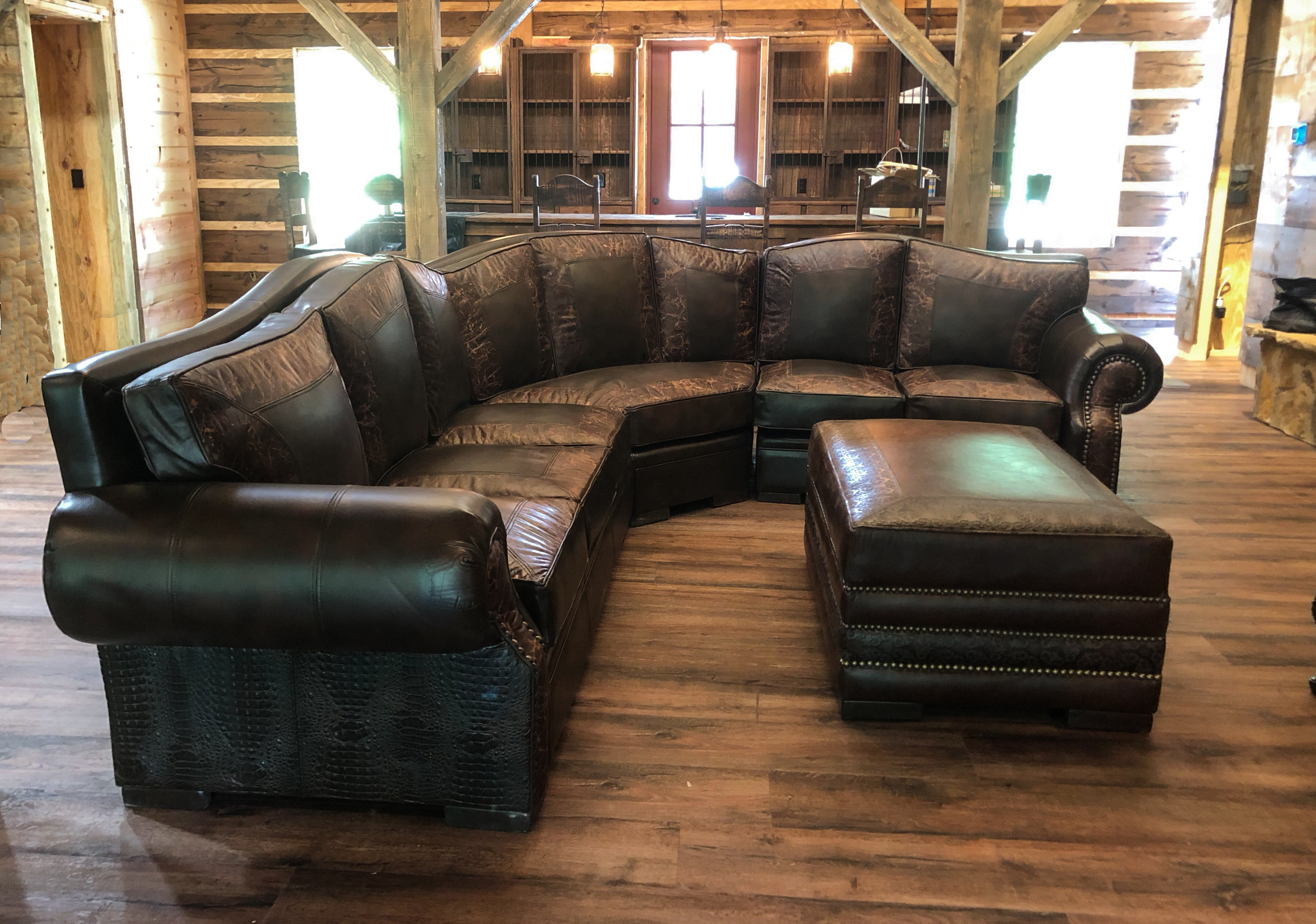L Shaped Leather Western Sectional, Western Style Leather Couches