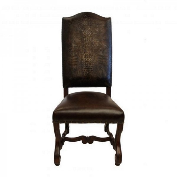 Leather Croc Dining Chair Traditional, Crocodile Embossed Leather Furniture