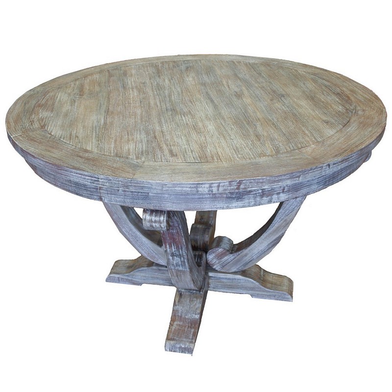 Rustic White Wash Round Kitchen Table, Whitewashed Round Dining Table